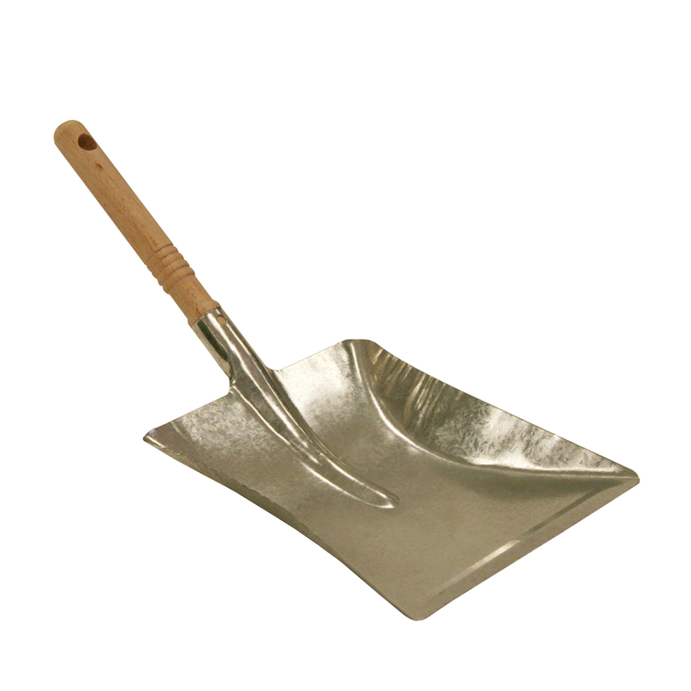Kamino-Flam Coal Shovel with Wooden Handle, Coal Scoop, Galvanised Steel Ash Shovel with Perforated Handle, Dustpan for Fireplace and Stove, Wooden Handled Shovel, approx. 23.5 x 22.5 cm, Silver