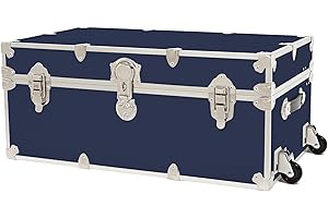 Rhino Trunk & Case Classic Large Trunk With Wheels 32"x18"x14", 1500+ lbs Capacity - Many Colors, Soft-Close Lid. Strong, USA Made Summer Camp Footlocker and Secure College Dorm Storage Chest
