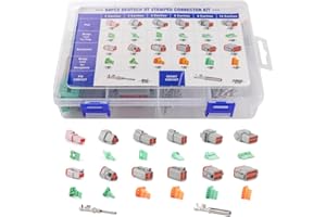YMYP 94Pcs 6 Sets Deutsch DT Connector Kit，2/3/4/6/8/12 Pin DT Connectors with Size 16 Stamped Contacts, IP68 Waterproof Automotive Boats Connectors