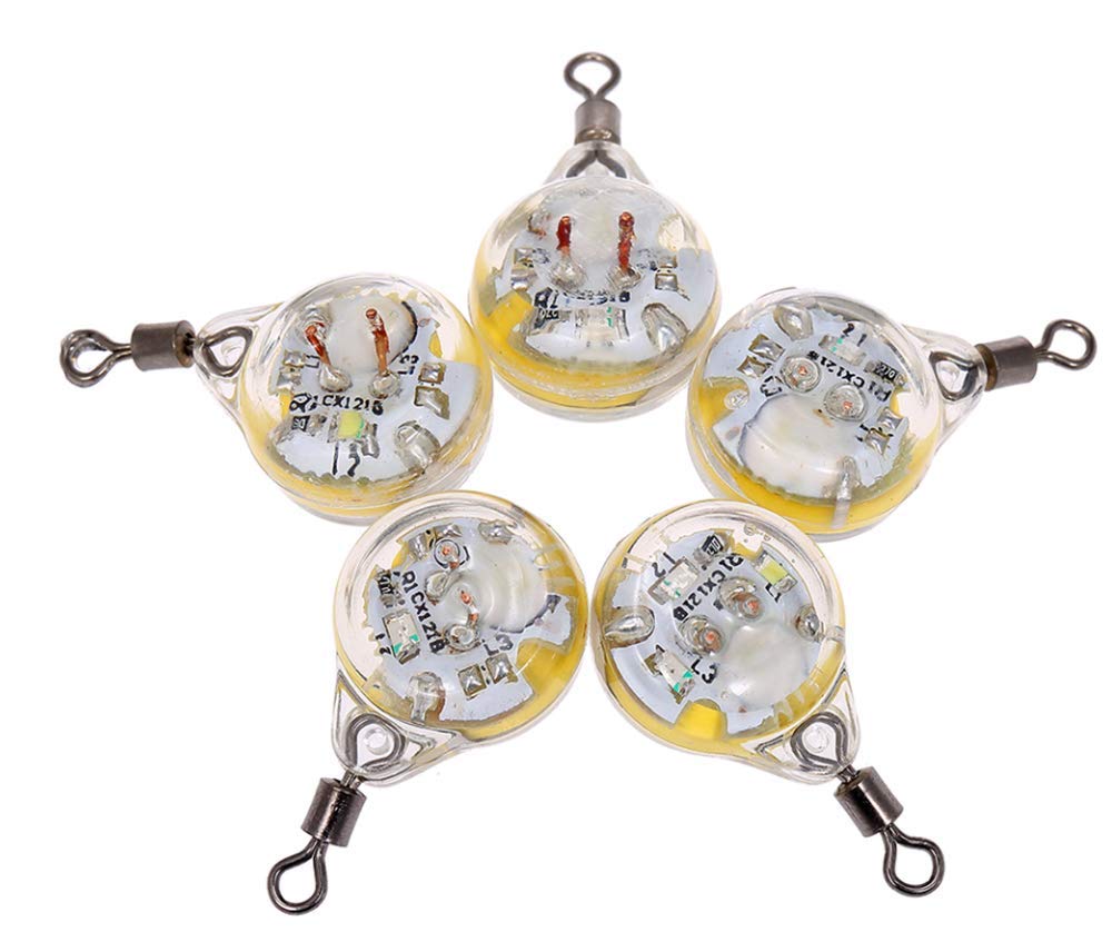 Wincspace Mini Bright LED Deep Drop Underwater Diamond Fishing Flashing Light Bait Lure Squid Durable Practical Tool 42.5cm (Mix colour4 5pcs)