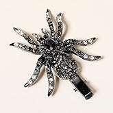 Xerling Gothic Spider Halloween Hair Clip for Women and Girls Black Gem Hair Piece Alligator Hair Clip Duckbill Barrette (Spider A)