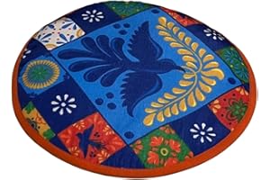 Tortilla Warmer Pouch, 9.5 Inches, Insulated, Mexican Talavera Pattern Design (1, Bird Tiles)