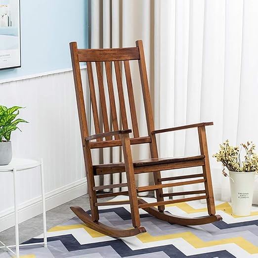 Outdoor Porch Balcony Rocking Chair, Solid Wood Patio Deck