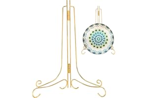 DSIOHFEI Plate Stand for Display, 12 Inch Gold Iron Picture Frame Holder, Metal Easel Stand for Book, Decorative Plate, Photo