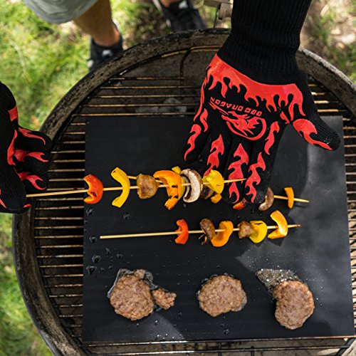 BBQ Dragon Grill Mats Set of 3, Black, Heavy Duty Large Reusable, Grill Pans Non Stick, Charcoal BBQ, Barbecue Grilling and Baking Accessories for Grilling, Easy Clean - Thumbnail 6