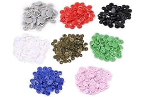 200 Sets KAM Long Prong Plastic Snaps, 8 Colors Size 20 T5 Glossy Round Resin Plastic Fasteners No-Sew Buttons for Clothing C