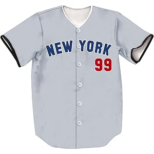 QEWNXTXQ Unisex 99 Baseball Jersey Short Sleeve Button Shirts for Fans