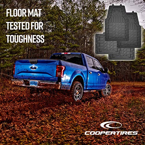 Cooper Tires Discoverer AT3ᵀᴹ All Weather Rubber Floor Mat, 4-Piece, Ridge Border Design, Trim-To-Fit, Heavy Duty, Waterproof, Fit For Most Cars, Trucks, SUVs and Vans (Black)