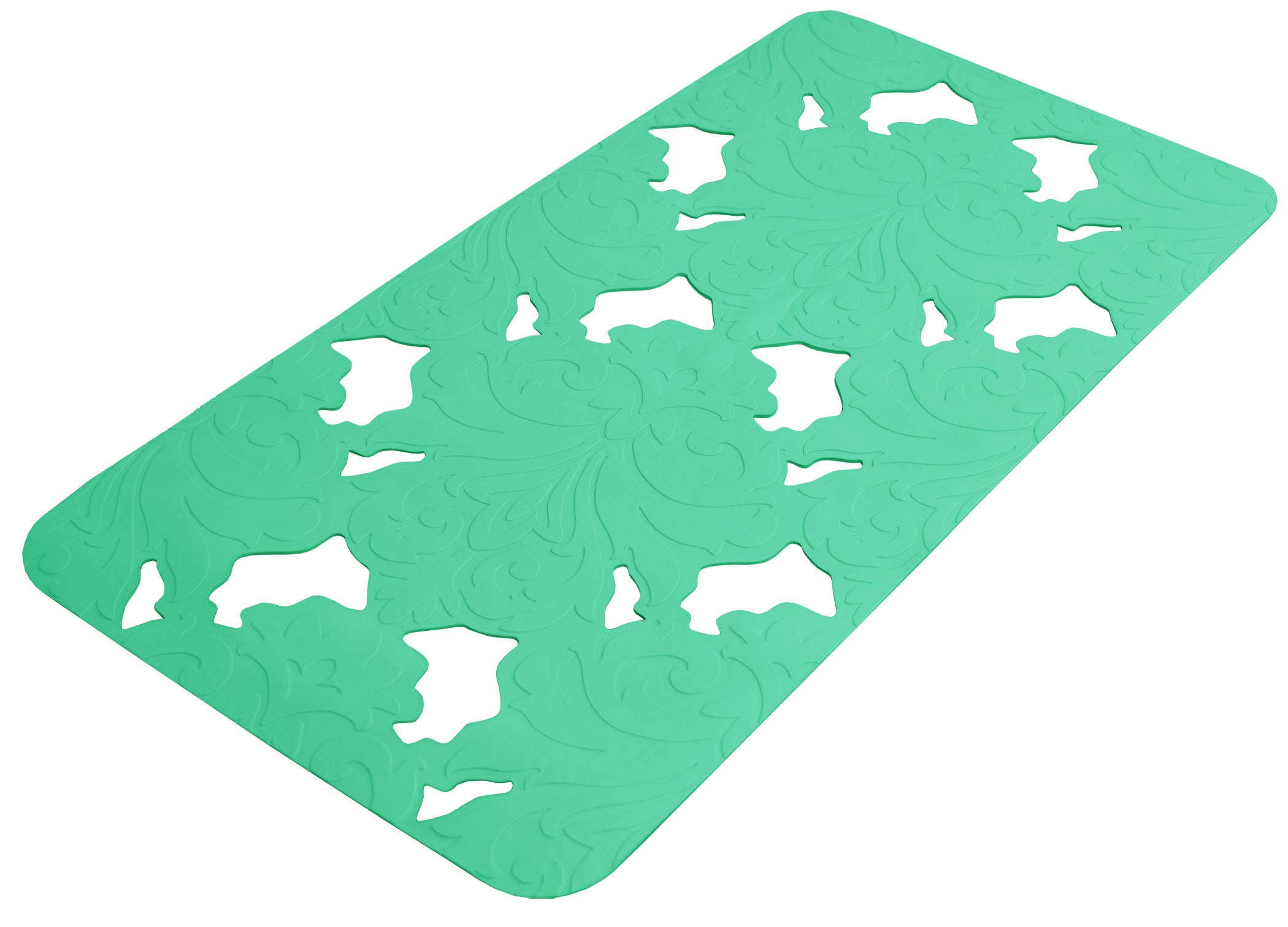 Lashuma Barocco Elegant Non-Slip Mat in 10 Colours Natural Rubber Bath Mat 72 x 36 cm Baroque Caribbean turquoise