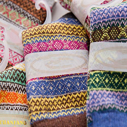Getadate 5 Pairs Socks Women Thickened Socks Vintage Sock Ethnic Style Tube Cotton Socks Long Socks Warm Winter Crew Socks - Thumbnail 3