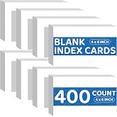 Index Cards 4x6 Blank, 400 PCS Note Cards 4x6 Bulk Blank Index Cards White | Heavy Flashcards 4 x 6 Note Cards Unlined for St