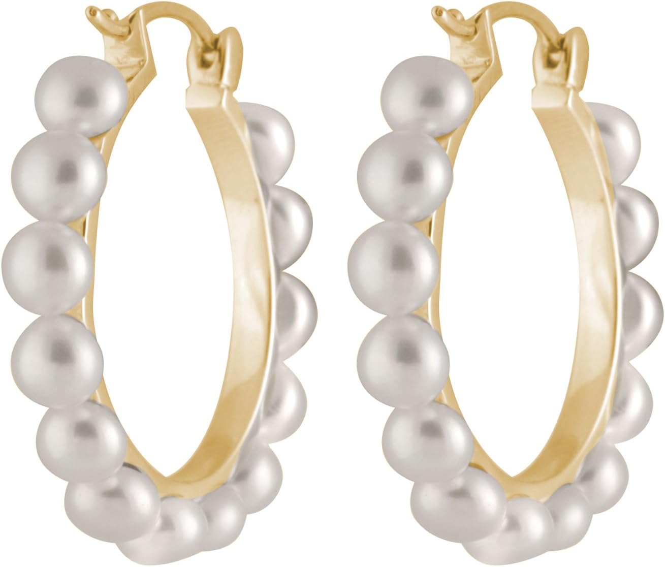 Handpicked 4-5mm Button Freshwater Cultured Pearls 925 Sterling Silver Hoop Earrings