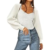 Zwurew Women's Bolero Shrug Sweater 2026 Knitted Long Sleeve Open Front Cropped Cardigan Shrugs Sweaters Y2K Tops