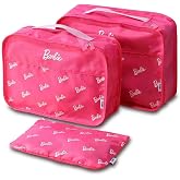 MINISO Travel Storage Bags for Clothes - Barbie Collection Clothes Storage Bags (3 pcs) - Luggage Organizer Pouch Set