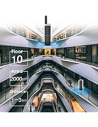 Qniglo Mini portátil con walkie talkies Recargable de 16 canales Radios de dos vías de largo alcance 450 470Mhz Walkie Talkie con auriculares para el restaurante del hotel Centro comercial Bar (1 par, negro)
