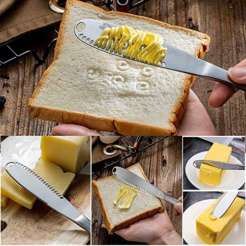 Cheese Slicer,3-in-1 Stainless Steel Cheese Cutter Tools Set with Butter Knife for Different Hardness Cheeses and Butter,Non-Stick Cheese Knife Kit - Thumbnail 4