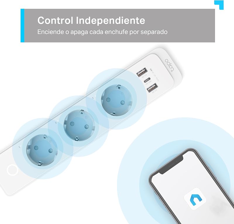 P300-Enchufe inteligente WiFi, 3 Enchufes y 3 USB,Carga rápida de 18 W