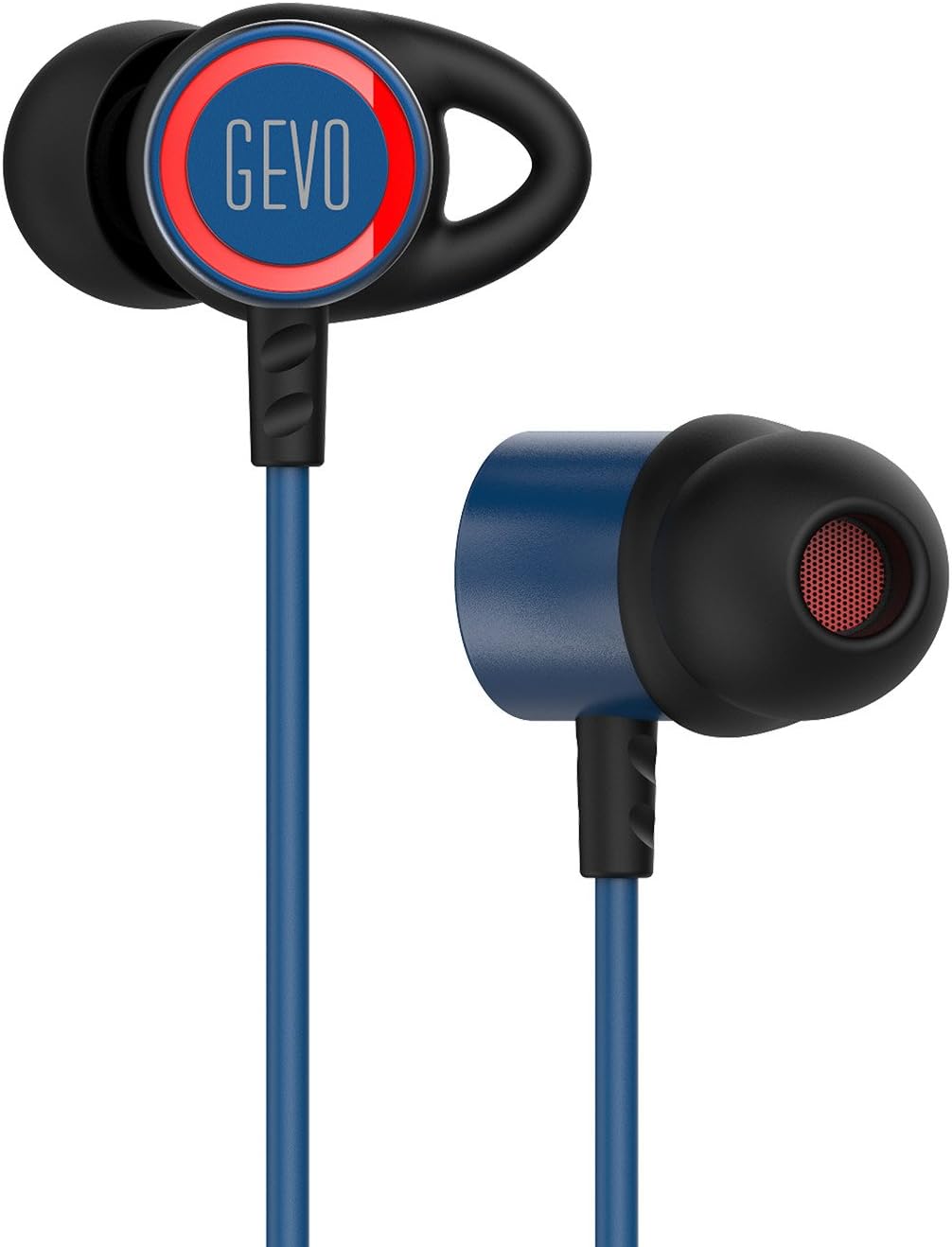 GEVO 3.5mm Wired Headphones Sweatproof IPX4 in Ear Enhanced Bass Stereo Sport Earphone with Microphone for iPhone iPad iPod Samsung LG Moto Google Android Smartphone and MP3 Player (Blue)