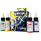 High Flow Acrylics by GOLDEN, High Flow Intro Set, 6 Colors, Professional Acrylic Paint