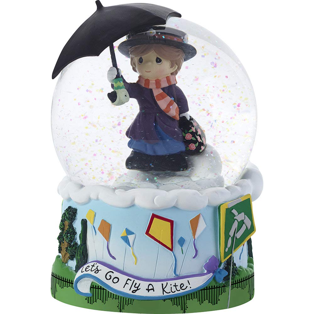 Precious Moments 193101 Disney Mary Poppins Let's Go Fly a Kite Musical Snow Globe WATERBALL, One Size, Multicolor