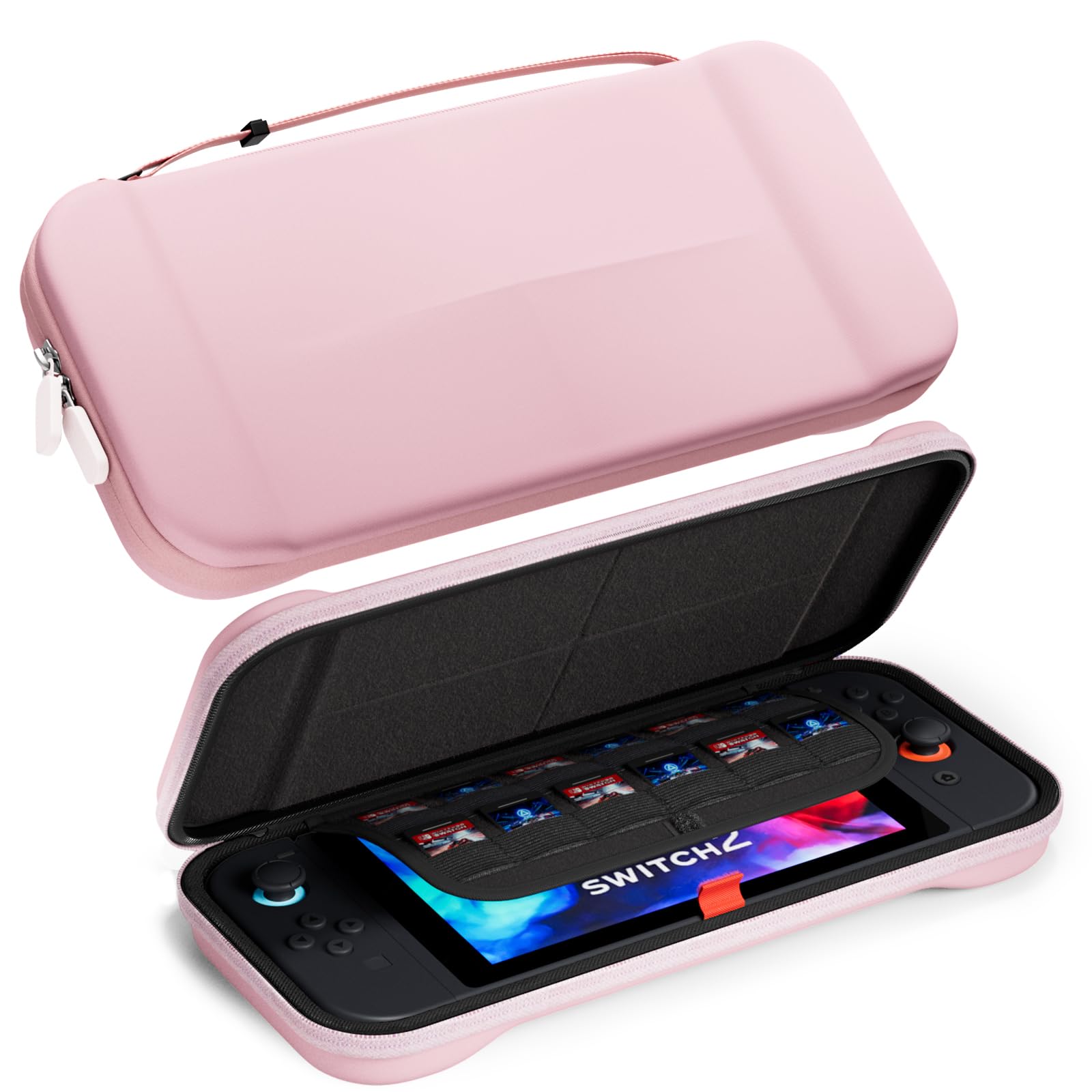 ProCase Slim Carrying Case for Nintendo Switch 2 2025, Travel Case Hard-Shell with 12 Game Card Slots, Switch 2 Protector Accessories -Pink
