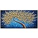 OKBONN Large Gold and Blue Oil Paintings Modern Framed Tree Art 3D Hand Painted Artwork Abstract Flowers Pictures on Canvas Wall Art Ready to Hang for Living Room Bedroom Home Decor(24X48 inch)