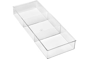 Whitmor 3 Section Small Easy Clean Clear Plastic Resin Drawer Organizer