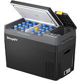BougeRV 12V Refrigerator CRPRO 30QT, -8&deg;F~50&deg;F, Portable 12V Fridge, Black | Electric Cooler with Built In Storage Compartment, 4 Tie Down Points, No Ice Needed, Fridge or Freezer, 12/24V DC, 110V AC