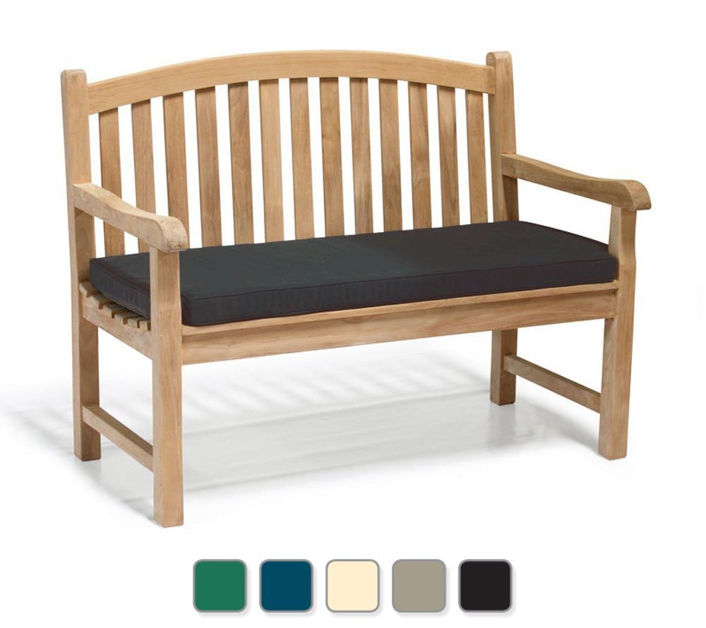 Brand 4ft Jati Gloucester Teak Curved Back Fully Assembled Garden Bench 1 2m With Black Cushion Quality Value Benches