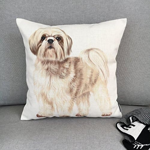 Shih tzu pillow case - Cushion cover with doggy print is the best gift for dog lovers and their pets - Pillowcases in standard size 18ร18 inch (45ร45 cm) - For Pillows/Inserts up to 20ร20โณ