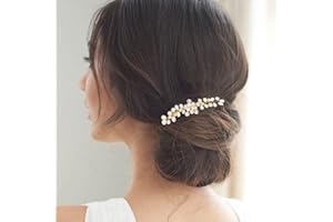 Brishow Pearl Bride Wedding Hair Comb Gold Crystal Bridal Hair Pieces Rhinestone Hair Accessories for Women and Girls