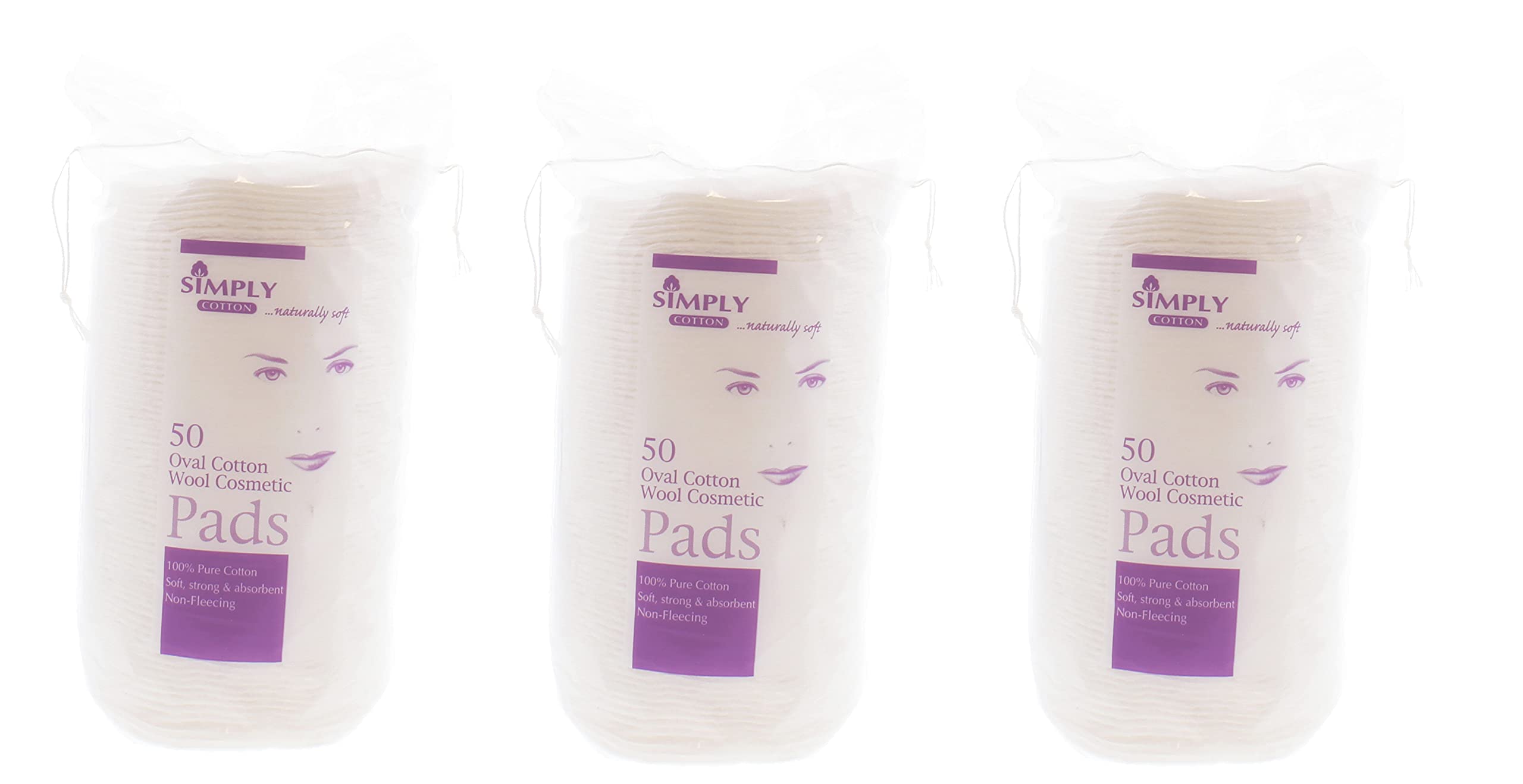 SIMPLY COTTON OVAL COSMETIC PADS 50'S (PACK OF 3)