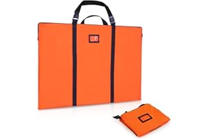 BERYA Large Size Art Portfolio Bag with Nylon Shoulder, 24 x 36 inches Light Weight Poster Storage Bag Board Holder with Handle and Zipper for Poster, Sketching and Drawing (orange)