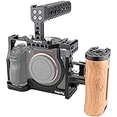 MAGICRIG Camera Cage Kit for Sony A7III Series,with Top Handle Grip Wooden Side Handle HDMI Cable Clamp Lock,Built-in Cold Shoe Mount,for Sony A7RIII /A7R3/A7Riii /A7III /A7M3(A7R Mark III/ILCE-7RM3)