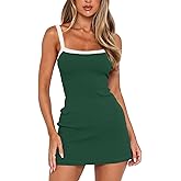 MISSJOY Women's 2026 Summer Ribbed Bodycon Casual Square Neck Sleeveless Tank Top Club Party Mini Dresses