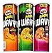 Pringles Wavy - Applewood Smoked Cheddar, Fire Roasted Jalapeno, Sweet & Tangy BBQ - 4.8 Oz Each - Variety Bundle of 3