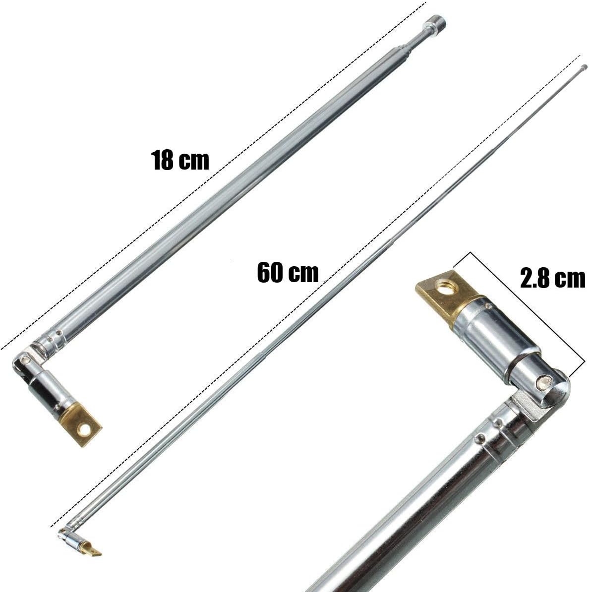Ancable 2-Pack AM FM Antenna 62cm 24.4" Long 4 Sections Telescopic Antenna for Radio TV: Home Audio & Theater