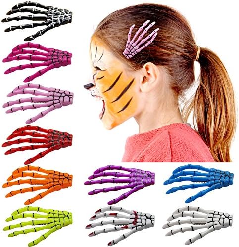 Nancyus005 10pcs Halloween Skull Hand Hair Clips Skeleton Claw Hair Clips Accessories for Woman Girls