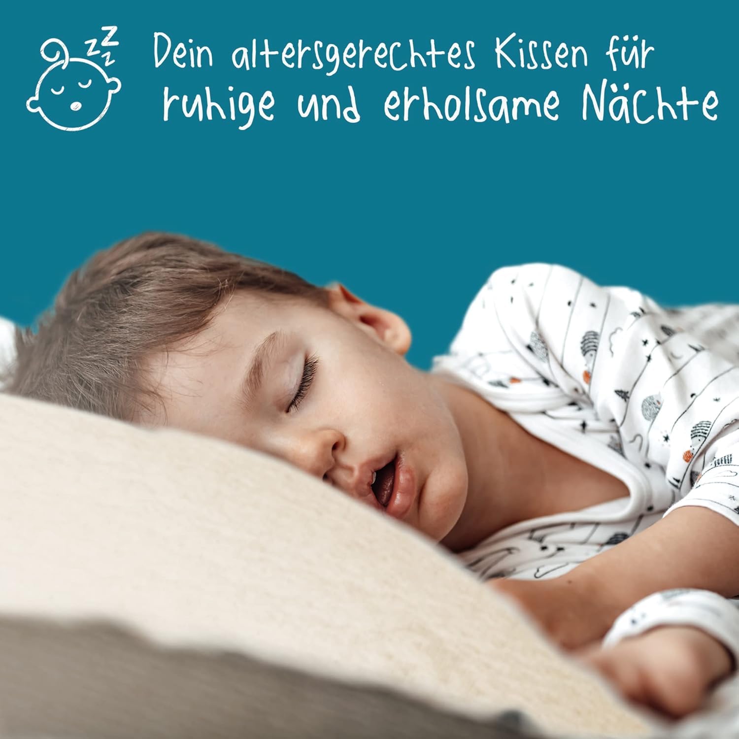 KNERST® Kinderkopfkissen - Ergonomisches Kissen Kinderzimmer mit Memory-Schaum - Kissen 40x60x6 cm ideal als Kinderkissen 6