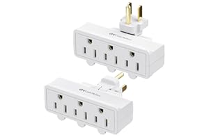 Cable Matters [UL Listed] 2-Pack 3 Outlet Grounded 180 Degree Swivel Wall Tap in White Swivel / 3 Plug Outlet/Multi Plug Adap
