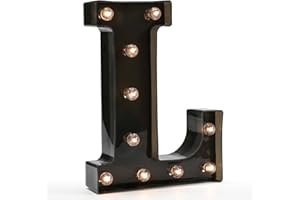 OYCBUZO Light Up Black Alphabet Marquee Letters Sign LED Marquee Number Lights Sign for Night Light Home Bar Christmas Lamp Birthday Party Wedding Decoration L