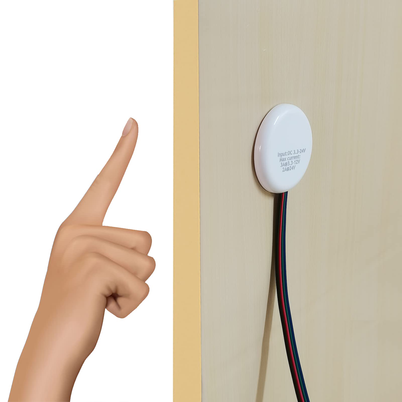 STBTECH 12V LED Touch Dimmer Switch Concealed, DC 3.7-24V 4A Touch Switch Sensor for Smart Home LED Light Strip, Penetrable Wooden, Stone, Glass etc, No Holes Required(White)
