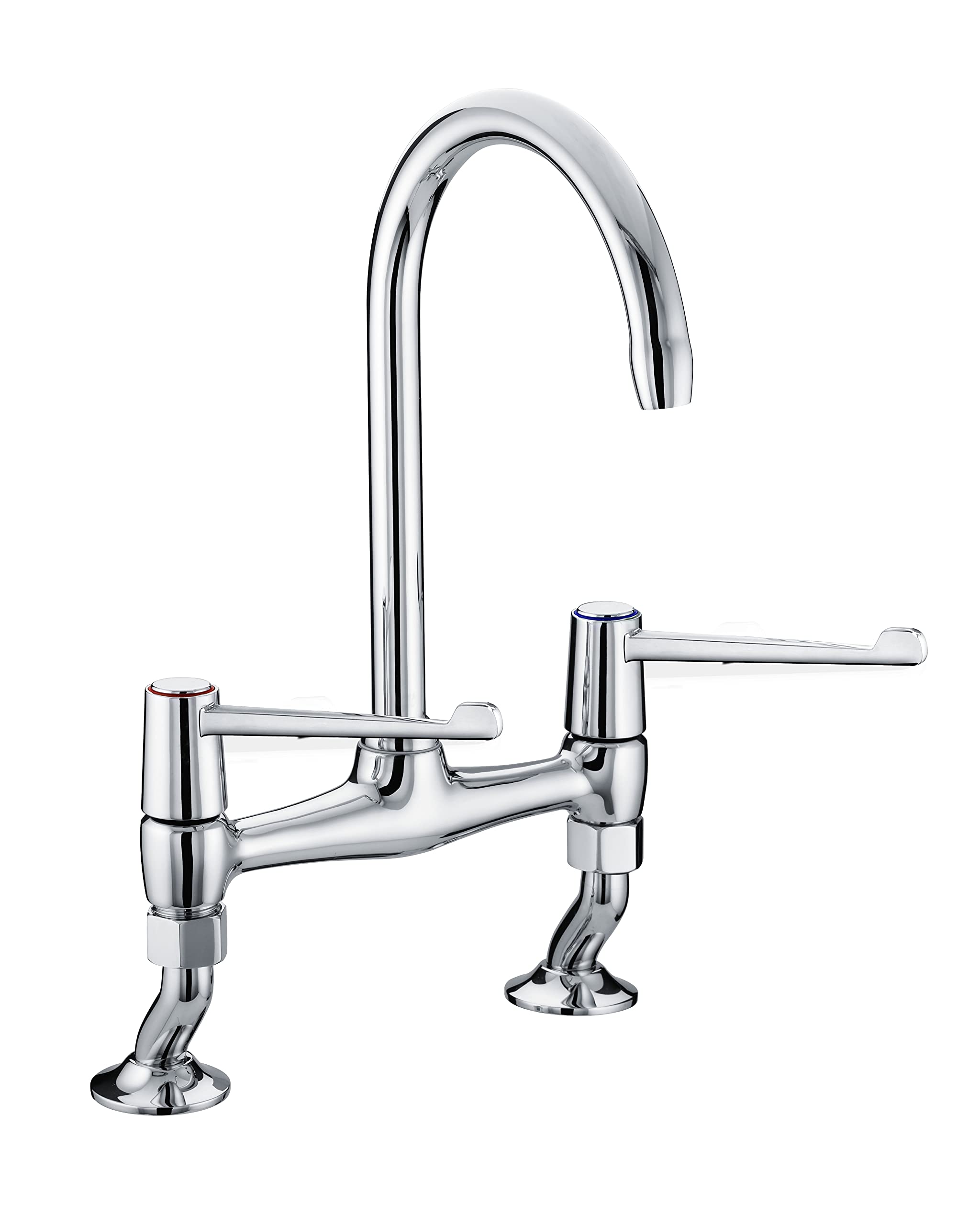 Bristan Lever Bridge Deck Sink Mixer Chrome with 6in Levers & Ceramic Disc Valves, Chrome Plated