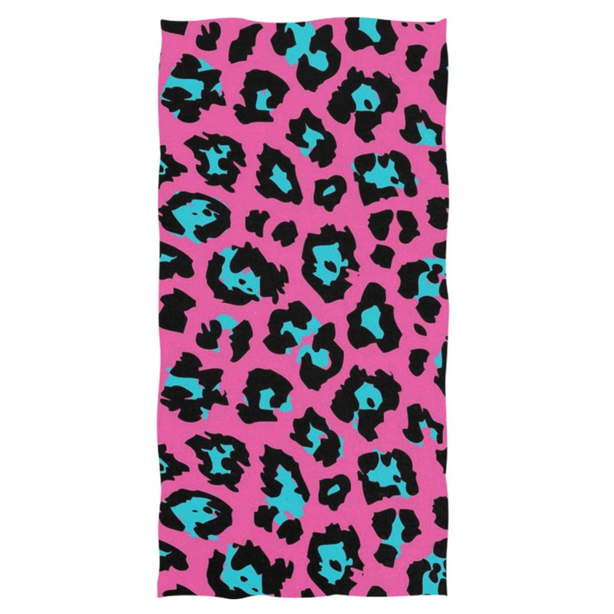 Naanle Beautiful Cheetah Skin Leopard Print Soft Bath Towel Highly Absorbent Large Hand Towels Multipurpose for Bathroom, Hotel, Gym and Spa (16" x 30",Pink Turquoise)