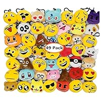 Swity Home Xmas Emoji Keychains Mini Emoji Plush Pillow Emoticon Keychain Decoration Christmas Emoji Plush Keychains Xmas Party Supplies for Kids (49 Pack)