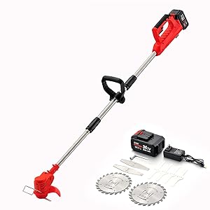 SANJIAN String Trimmer , 36V Large Powered Battery Weed Eater with 3 Types Blades, Sturdy Weed Eater String is Suitable for Lawn Garden Pruning and Trimming