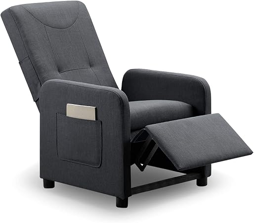 Menzzo Fauteuil Relax Pliable Brio Tissu Gris 65 X 63 X 53 Cm