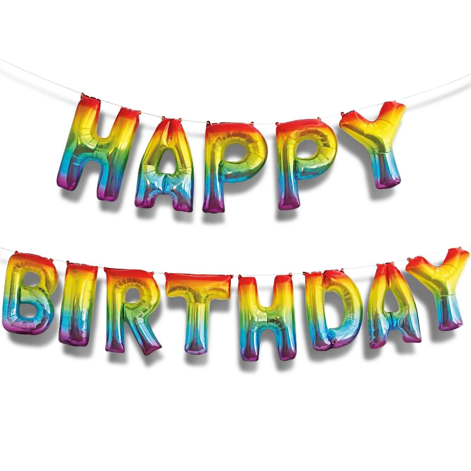 Rainbow Happy Birthday Foil Letter Balloon Banner Kit (35cm) - Perfect for Memorable Celebrations - 1 Set