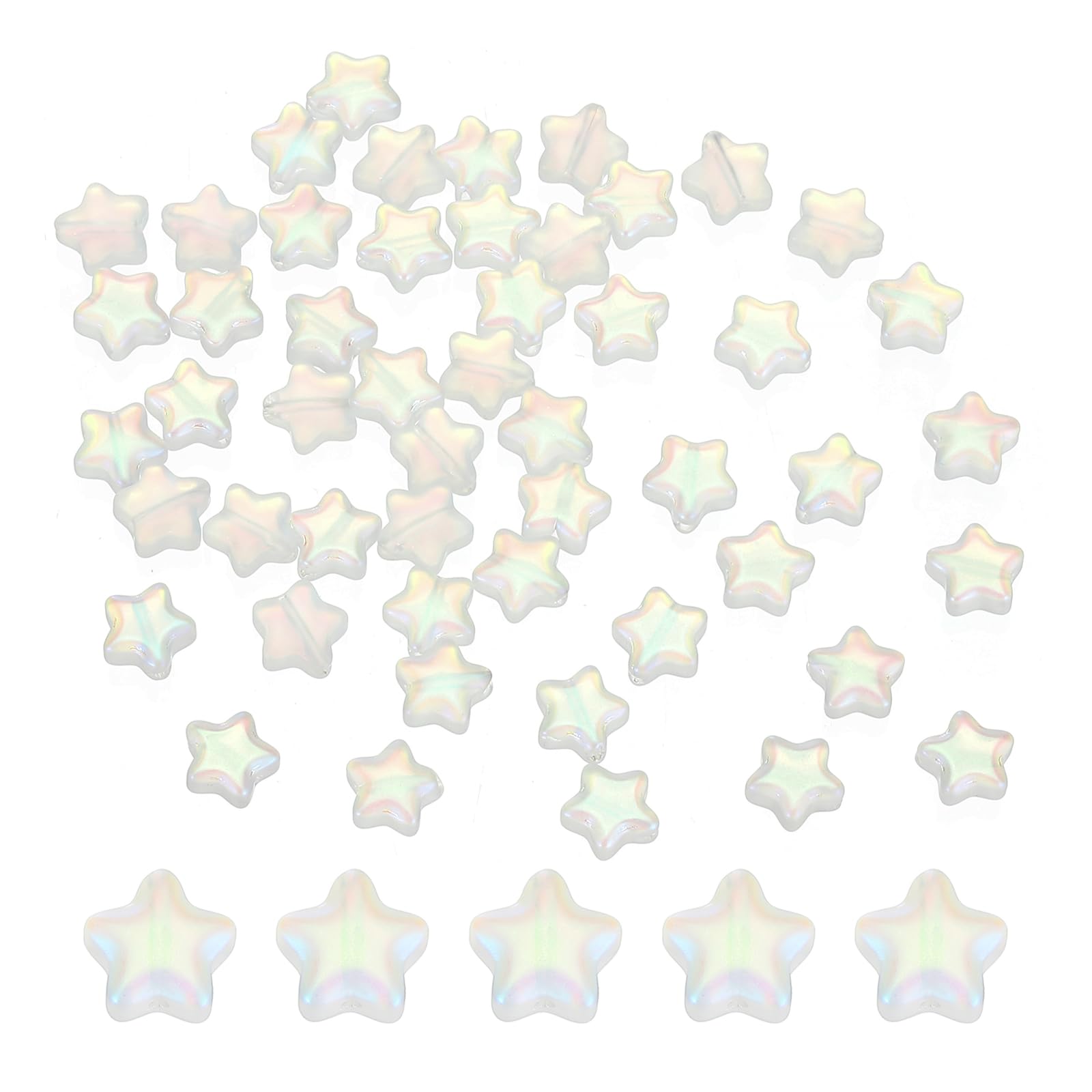 PATIKIL 8mm Crystal Star Beads, 100 Pcs Glass Spacers Bead Star Shaped Charm Pendants for Jewelry Making Bracelet Necklace DIY Crafts, Frosted AB Color