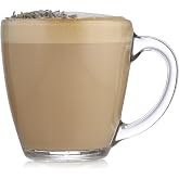 Libbey Tapered Glass Mug Set of 8, 15.5 Oz Thick, Clear Glass Coffee Cups w/ C-Shaped Handle, Dishwasher Safe Coffee Mugs Set for Tea, Cider and More